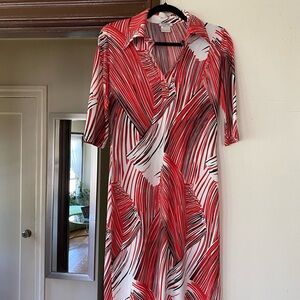 Vintage 70’s Red and White Psychedelic Pattern Dress